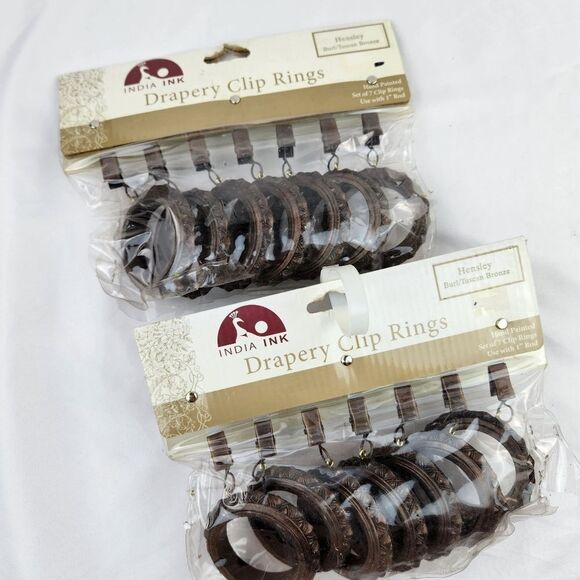 🔸️NWT India Ink Hensley Tuscan Bronze Decorative Drapery Clip Rings Set of 14 - Picture 4 of 9